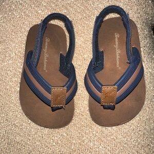 Tommy Bahama Brown and Blue Sandals with Cross-Over Straps